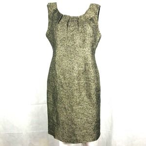 Michael Kors Dress Women Sz 8P Petite Gold Metallic Silk Blend Sleeveless Sheath